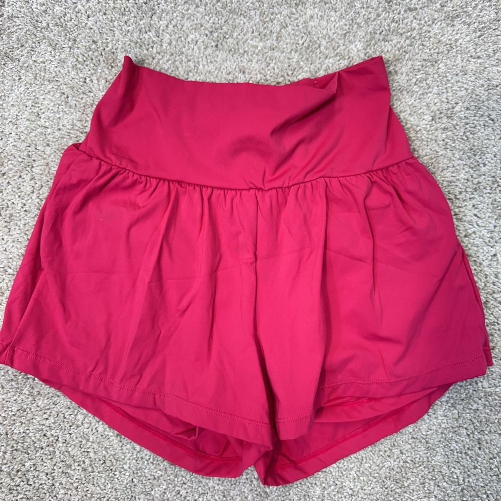 Halara Shorts Womens M High Waisted Flowy 2-in-1 Pink Crossover Athletic EUC